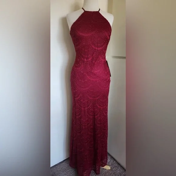 my michelle lace dress My Michelle Long Sleeve Lace Sparkly Navy Blue Formal Homecoming Sz 13